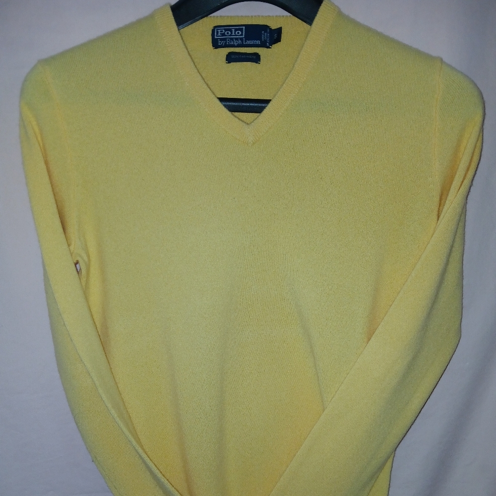 Polo by Ralph Lauren Men's V-Neck Sweater in Bright Yellow